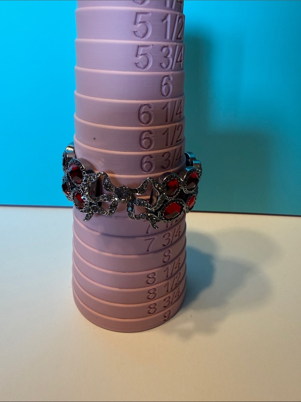 Source Unknown Silver-Tone Bracelet with Red Stones
